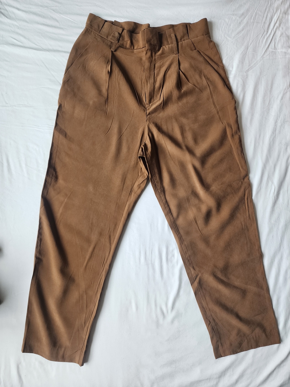 Zara Womens Brown Pleated Casual Work Pants - Size Large